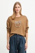 Pinko bluza bawełniana damska kolor brązowy z aplikacją 100534 A2RO