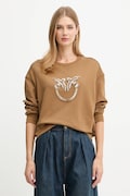 Pinko bluza bawełniana damska kolor brązowy z aplikacją 100534 A2RO