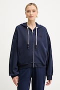 Pinko bluza bawełniana damska kolor granatowy z kapturem gładka 105509 A2RB