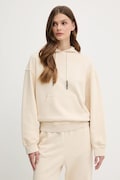 Pinko bluza bawełniana damska kolor beżowy z kapturem gładka 105507 A2RB