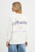 Pepe Jeans bluză culoarea alb, cu glugă, cu imprimeu, PL581526