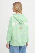 Pepe Jeans bluză culoarea verde, cu glugă, cu imprimeu, PL581526