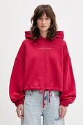 Tommy Jeans bluza bawełniana damska kolor różowy z kapturem z nadrukiem DW0DW21607