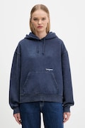 Tommy Jeans bluză culoarea bleumarin, cu glugă, uni, DW0DW21609