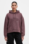 Tommy Jeans bluza damska kolor brązowy z kapturem gładka DW0DW21609