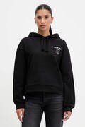 Tommy Jeans bluza bawełniana damska kolor czarny z kapturem z nadrukiem DW0DW21785