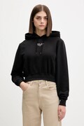Бавовняна кофта Tommy Jeans колір чорний з капюшоном з принтом DW0DW22170