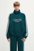 adidas Originals bluza bawełniana Quarter Zip damska kolor zielony z aplikacją KF2309