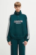 Памучен суичър adidas Originals Quarter Zip в зелено с апликация KF2309