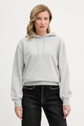 Calvin Klein Jeans bluza damska kolor szary z kapturem gładka LV047C224G