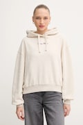 Кофта Tommy Hilfiger колір бежевий з капюшоном з принтом WW0WW47459