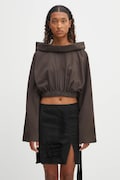 Rick Owens DRKSHDW cotton sweatshirt Cropped Hooded Tunic beige color hooded smooth DS02E7236.RIG