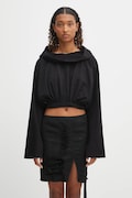 Rick Owens DRKSHDW cotton sweatshirt Cropped Hooded Tunic black color hooded smooth DS02E7236.RIG