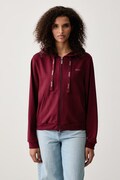 HUGO bluza rozpinana z kapturem damska z bawełną HUGO ID_JACKET czerwona 50556350