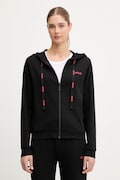 HUGO bluza lounge HUGO ID_JACKET damska kolor czarny z kapturem z nadrukiem 50556350