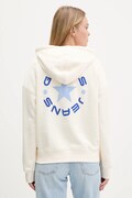 Guess Jeans bluza damska kolor beżowy z kapturem z nadrukiem W5BQ24 KC811