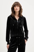 Велюрова кофта Juicy Couture колір чорний з капюшоном однотонна JCWAS225306