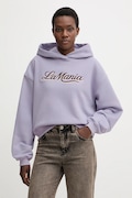 La Mania bluza LUMA damska kolor fioletowy z kapturem z aplikacją LUMA