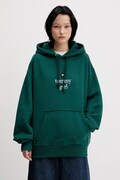 Tommy Jeans bluza bawełniana damska kolor zielony z kapturem z aplikacją DN0DN00099