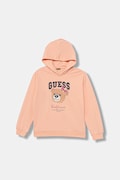 Guess hanorac de bumbac pentru copii culoarea portocaliu, cu glugă, cu imprimeu, J5YQ06 KA6R4