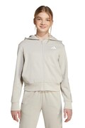 Detská mikina adidas béžová farba, s kapucňou, vzorovaná, KC5419