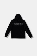 Guess bluza dziecięca kolor czarny z kapturem z aplikacją J4YQ27 K0232
