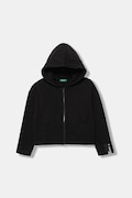 United Colors of Benetton hanorac de bumbac pentru copii culoarea negru, cu glugă, uni, 3NBMC505E