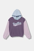 Дитяча бавовняна кофта United Colors of Benetton колір фіолетовий з капюшоном з принтом 3J68C204W