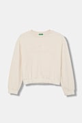 United Colors of Benetton hanorac de bumbac pentru copii culoarea bej, cu imprimeu, 33NVC10Q8