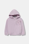 United Colors of Benetton bluza bawełniana dziecięca kolor fioletowy z kapturem z aplikacją 3J68G503W