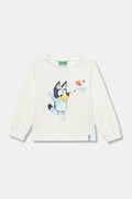 United Colors of Benetton hanorac de bumbac pentru copii culoarea alb, cu imprimeu, 3J70G10KG