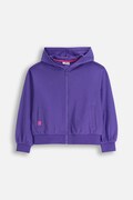 Coccodrillo bluza bawełniana dziecięca kolor fioletowy z kapturem z nadrukiem EVERYDAY GIRL A