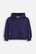 Coccodrillo bluza bawełniana dziecięca kolor granatowy z kapturem z nadrukiem EVERYDAY GIRL A
