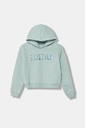 United Colors of Benetton bluza dziecięca kolor turkusowy z kapturem wzorzysta 39M2C205E