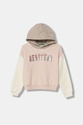 United Colors of Benetton bluza dziecięca kolor różowy z kapturem wzorzysta 39M2C205E
