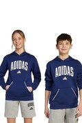 Detská mikina adidas tmavomodrá farba, s kapucňou, s potlačou, JV7338