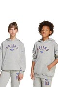 adidas Originals bluză copii culoarea gri, cu glugă, cu imprimeu, JX5266