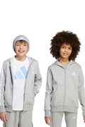adidas bluză copii culoarea gri, cu glugă, melanj, JY4979