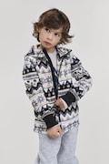 Дитяча флісова кофта Reima Northern колір чорний з капюшоном візерунок 5200044A