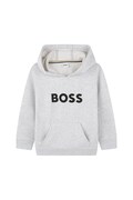 BOSS bluza dziecięca kolor szary z kapturem z nadrukiem J52351