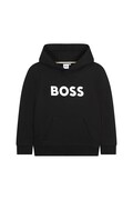 BOSS bluza dziecięca kolor czarny z kapturem z nadrukiem J52351