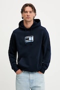 Tommy Jeans hanorac de bumbac culoarea bleumarin, cu glugă, cu imprimeu, DM0DM21623
