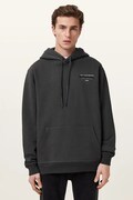 Памучен суичър AllSaints REDACT мъжки в черно с качулка с принт M001NC
