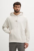 Mikina Calvin Klein Jeans béžová farba, s kapucňou, s potlačou, LV04RC281G