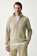 BOSS bluza lounge męska z bawełną Structure 1/4 Zip zielona 50545597