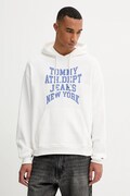 Tommy Jeans bluza bawełniana męska kolor biały z kapturem z nadrukiem DM0DM22082