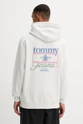 Mikina Tommy Jeans pánská, šedá barva, s kapucí, s potiskem, DM0DM22085