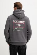 Mikina Tommy Jeans pánská, šedá barva, s kapucí, s potiskem, DM0DM22085