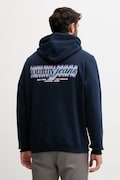 Tommy Jeans hanorac de bumbac culoarea bleumarin, cu glugă, cu imprimeu, DM0DM22112