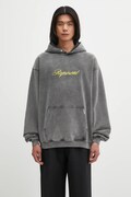 Бавовняна кофта Represent Script Logo колір сірий з капюшоном з аплікацією MLM100028